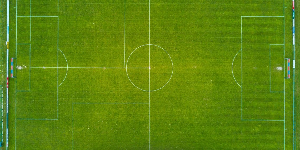 aerial photo of soccer field