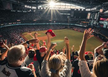 people watching baseball